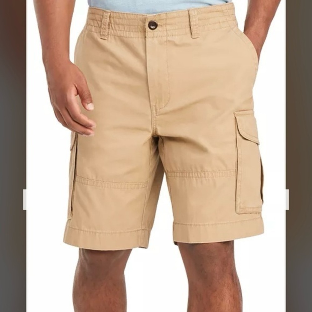 Tommy Hilfiger Men's Essential 10" Solid Cargo Shorts in Khaki Size 30